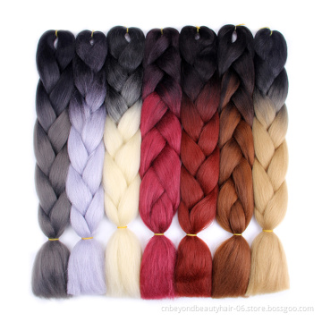 Yaki braid ombre color jumbo braiding hair 24 inch 100g synthetic hair wholesale crochet twist braiding hair extensions
